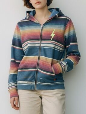 Aviator Nation Serape Bolt Stitch Zip Up Hoodie Sweatshirt Kids 12
